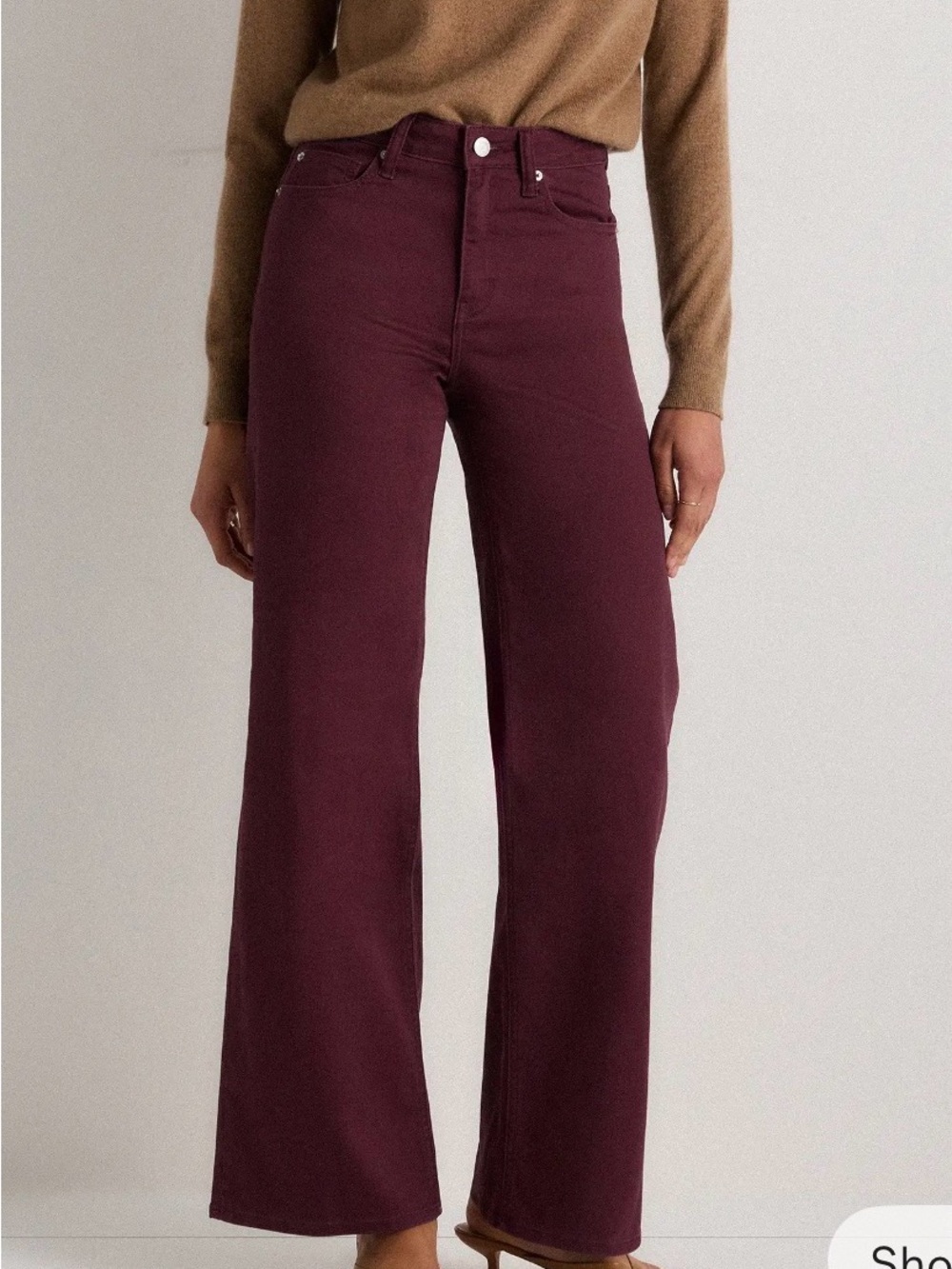 Quince Bella Wide-Leg Jeans in Burgundy Size 28 Waist, 28 inseam